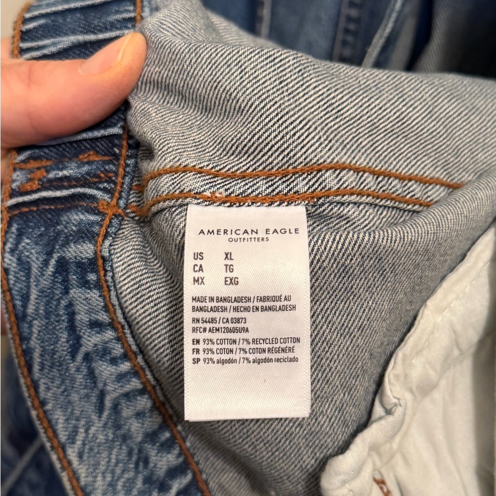 American Eagle Denim Jacket XL Oversized Medium Wash Blue - Picture 4 of 5